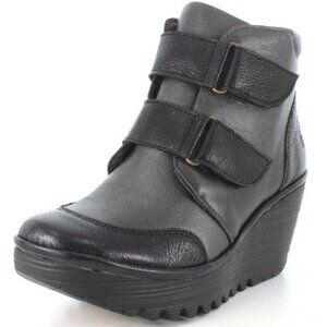 Fly London Charcoal Double Strap Wedges